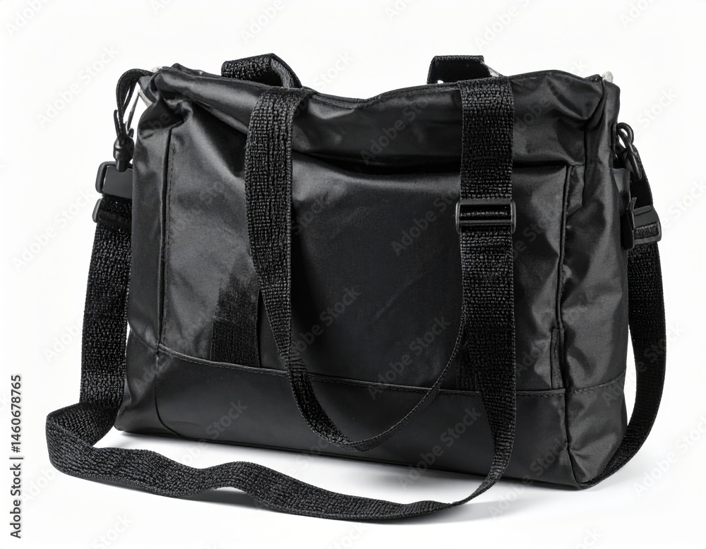 Naklejka premium Black Messenger Bag With Adjustable Strap