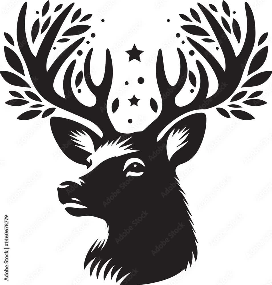 Fototapeta premium deer head vector art illustration white background