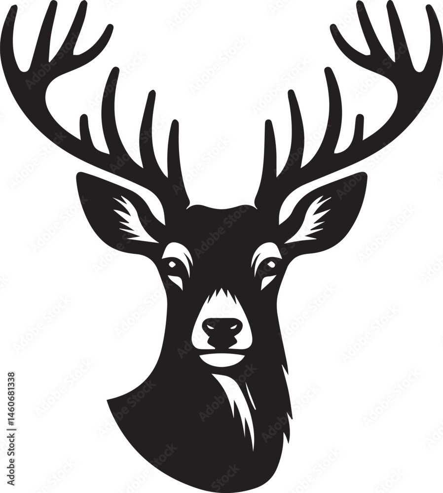 Naklejka premium deer head vector art illustration white background