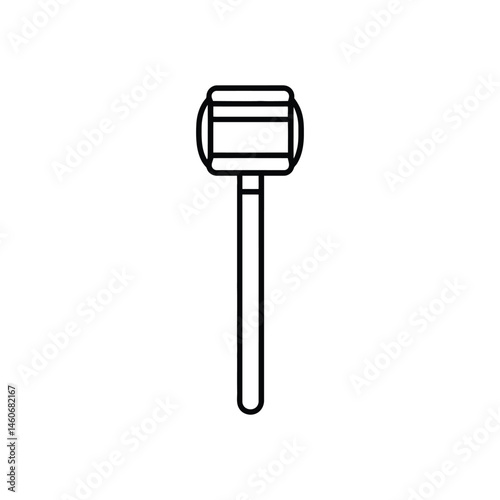 Minimalist Gavel Icon with Black Outline on Transparent Background Design