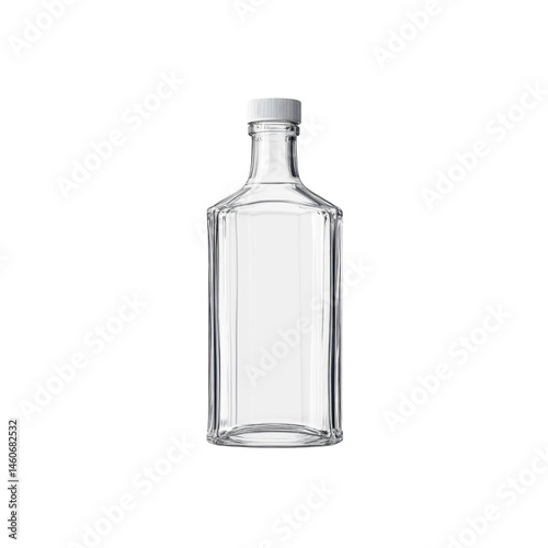 Wallpaper Mural Clear Glass Bottle with White Cap - Mockup for Spirits, Liquor, or Oil Torontodigital.ca