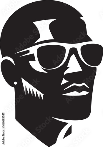 black man head vector illustration in a white background