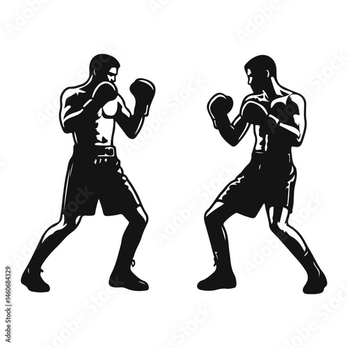 Boxer fighting black logo silhouette