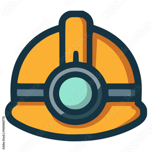 miner helmet safety protection flat color vector illustration template design