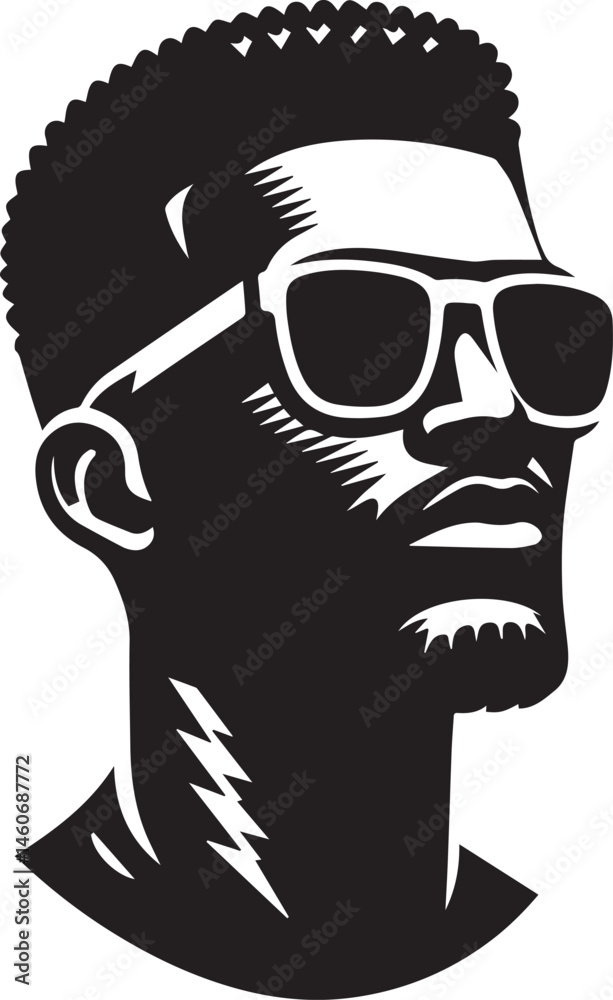 Fototapeta premium black man head vector illustration in a white background