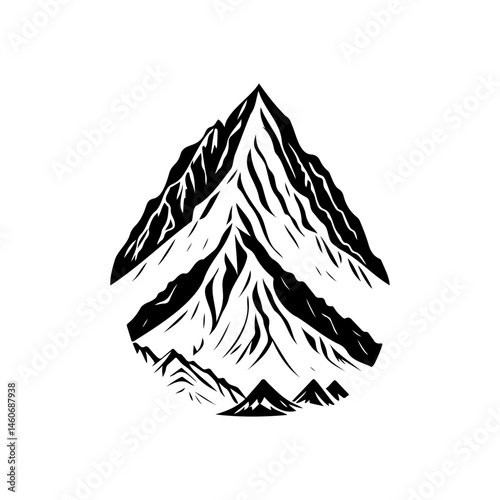 Stylized mountain range emblem showcasing a bold monochromatic design feature