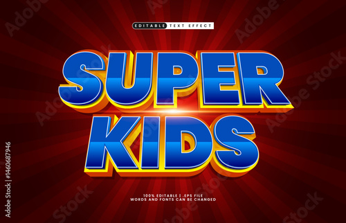 super kids editable text effect with a hero and power text effect