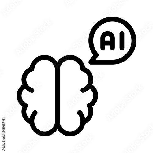 AI brain line icon