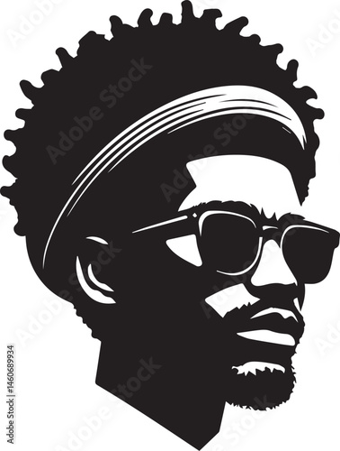 black man head vector illustration in a white background