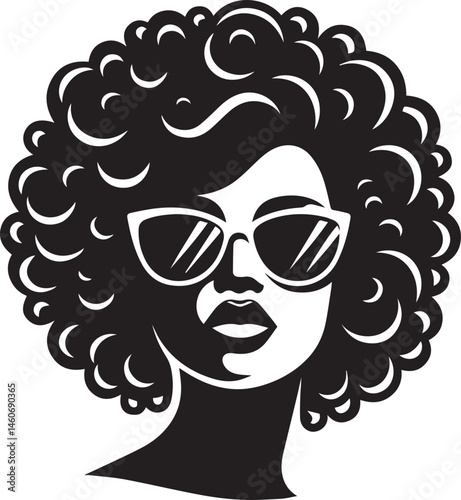 black woman head vector illustration in a white background