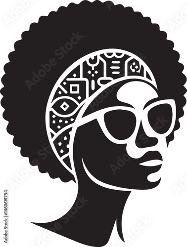 black woman head vector illustration in a white background
