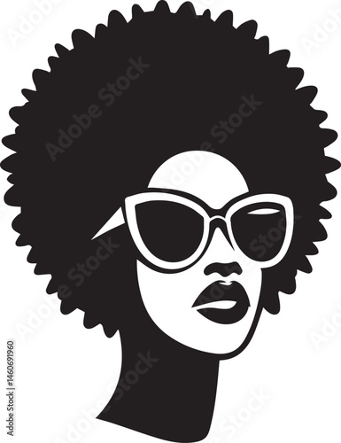 black woman head vector illustration in a white background