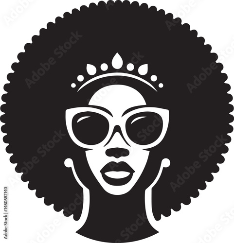 black woman head vector illustration in a white background