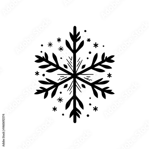 Monochrome wintry snowflake vector illustration for artistic season designs