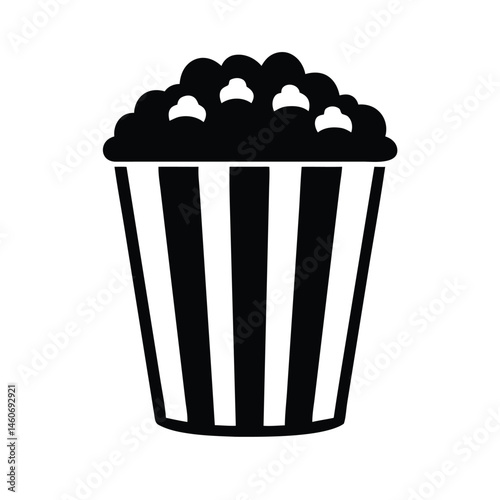 Black and White Striped Popcorn Bucket Icon