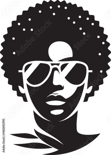black woman head vector illustration in a white background