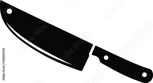 Butcher knife silhouette vector, Cooking meat cleaver icon vector