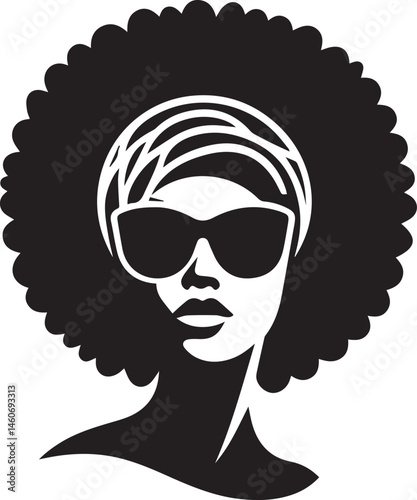 black woman head vector illustration in a white background