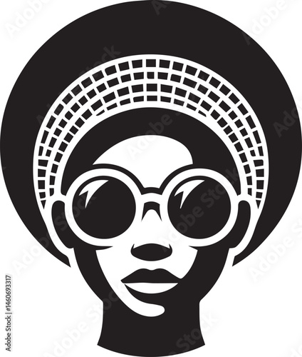 black woman head vector illustration in a white background