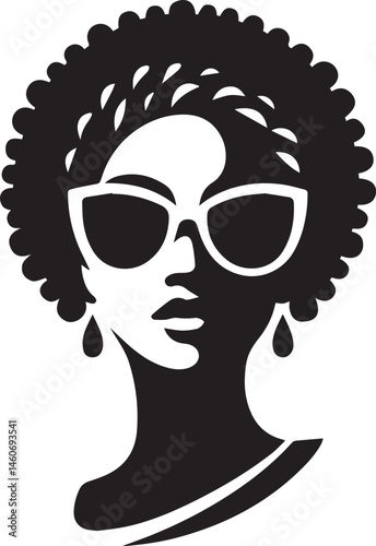 black woman head vector illustration in a white background