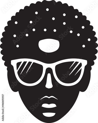 black woman head vector illustration in a white background