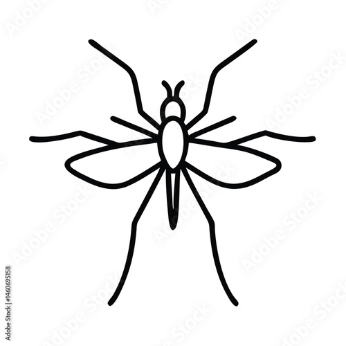 Simple Line Drawing of a Mosquito Insect Vector