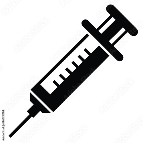 Black and White Syringe Icon Medical Injection Healthcare