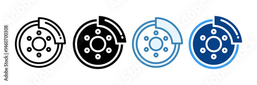 Disc Brake  Icon Set Multiple Style Collection