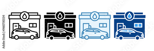 Gas Station  Icon Set Multiple Style Collection
