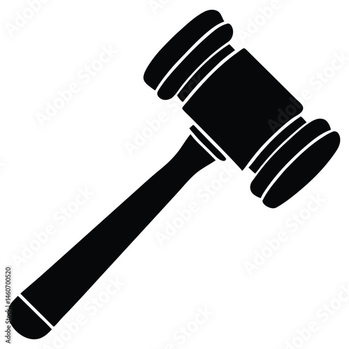 Black Silhouette of a Judges Gavel Auction Hammer