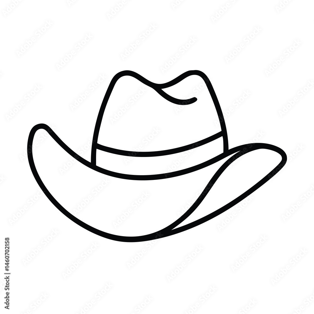 Simple Line Drawing of a Classic Cowboy Hat Simple Line Drawing of a Classic Cowboy Hat