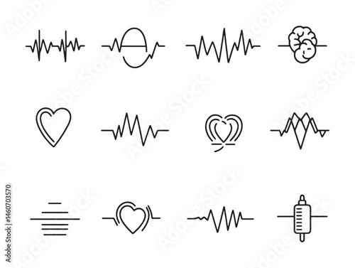 vector line art of ecg readout heartbeat medical graphic design