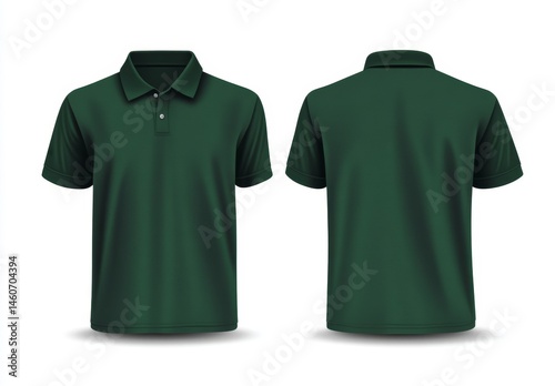 Dark green polo shirt mockup front and back views