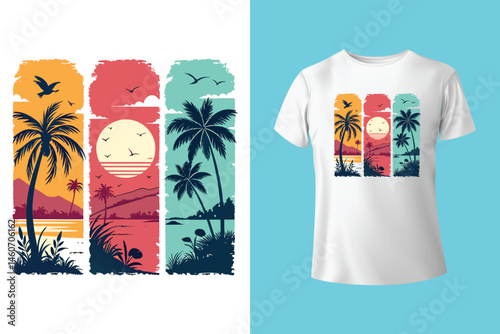 summer beach vacation and holidays t shirt design template for all