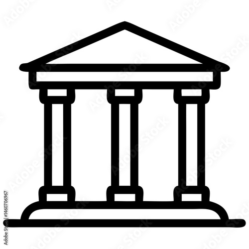 Classic Architecture Vector, Building with Columns and Roof Design