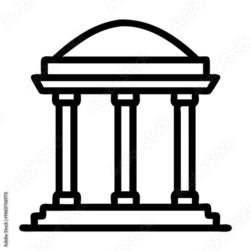 Classic Architecture Vector, Building with Columns and Roof Design
