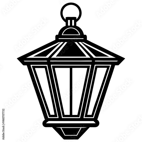 Vintage Lantern Street Lamp Vector, Classic Outdoor Lighting Icon