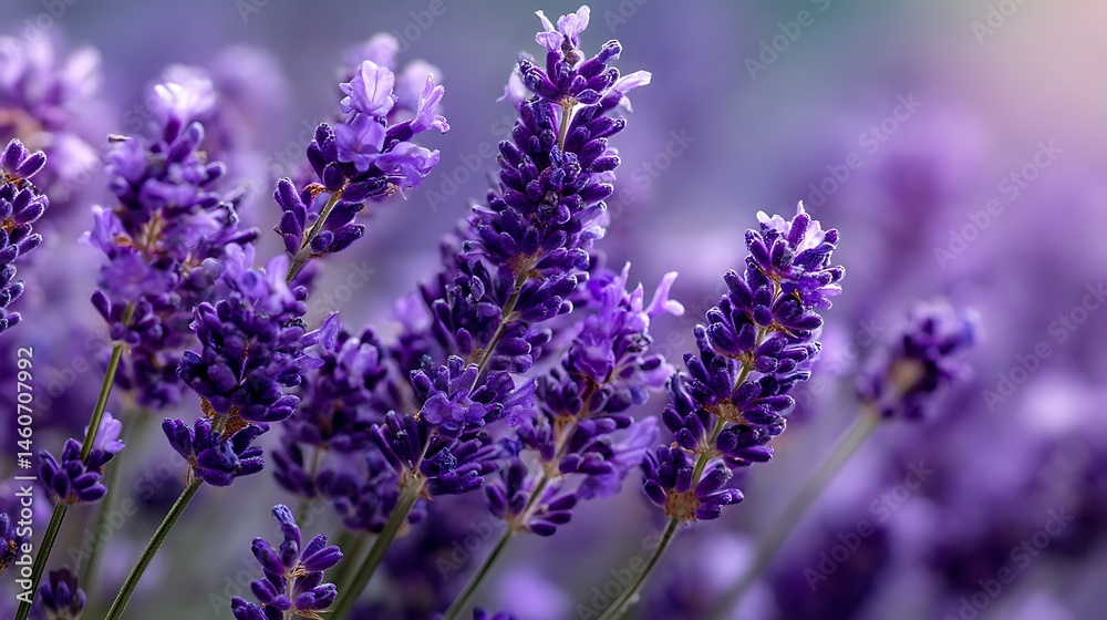 Obraz premium A close-up shows softly focused lavender blossoms