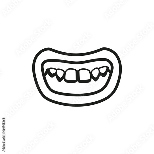 Minimalist Mouth with Teeth Outline on Transparent Background Design