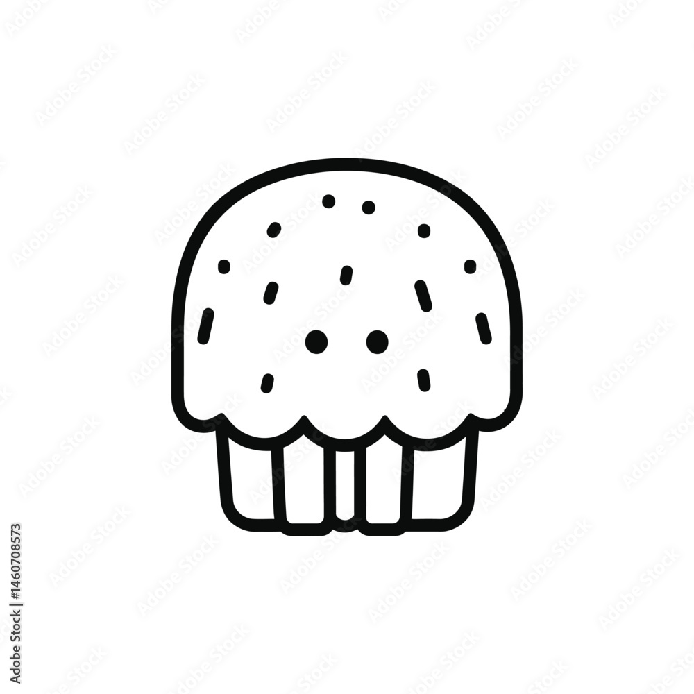 Minimalist Muffin Icon with Sprinkles Outline on Transparent Background Design Minimalist Muffin Icon with Sprinkles Outline on Transparent Background Design