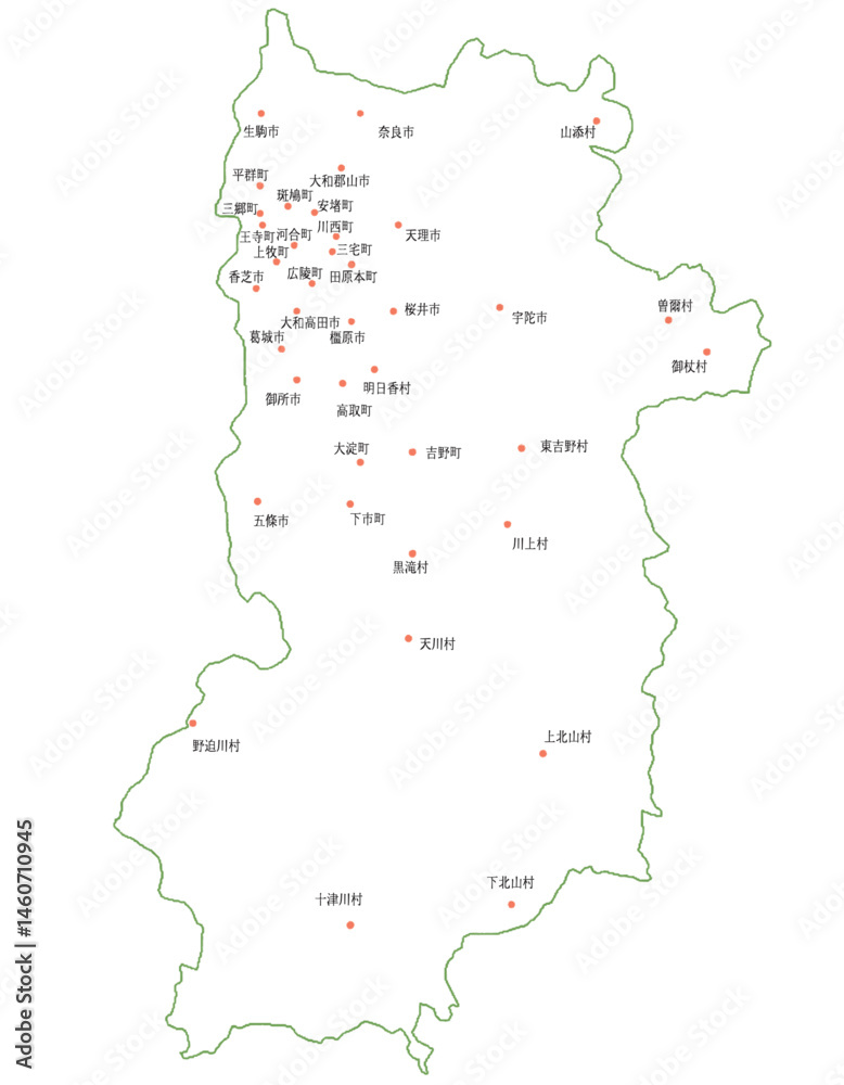 Obraz premium 奈良県 地図 白 斑点 イラスト