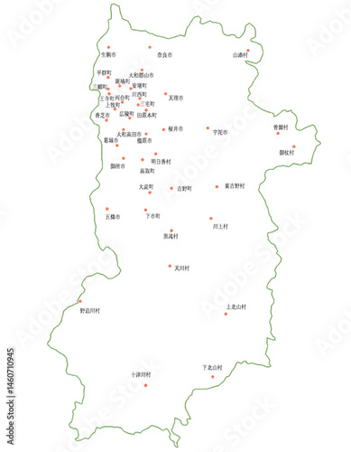 奈良県　地図　白　斑点　イラスト