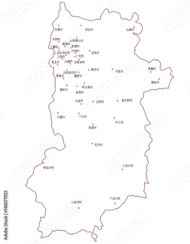 奈良県　地図　白　斑点　イラスト