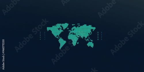 Global Map in Teal Hues