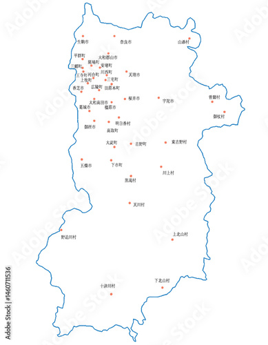 奈良県　地図　白　斑点　イラスト