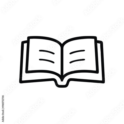 Open Book Icon Simple Line Art Graphic Design