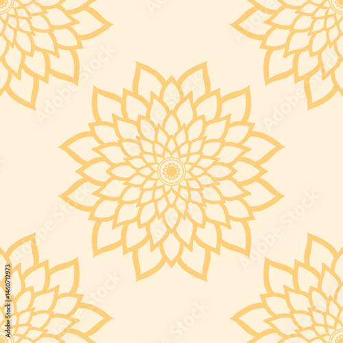 Golden flower mandala design, tile design 