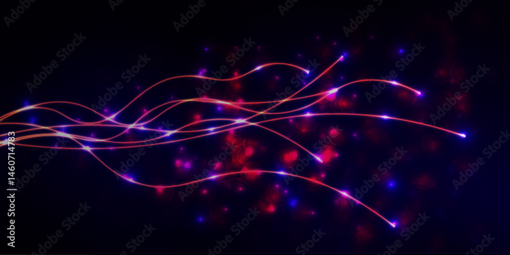 Fototapeta premium Abstract Bright Neon Lights On The Black Background