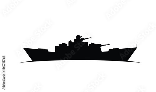 Navy silhouette. This image features the dark outline of naval forces, emphasizing military strength, maritime operations, and seafaring defense tactics. Vector clipart illustration design.