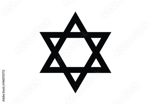 Jewish star silhouette. This image showcases the dark outline of the Star of David, symbolizing Judaism, heritage, faith, tradition, and cultural significance. Vector clipart illustration design.